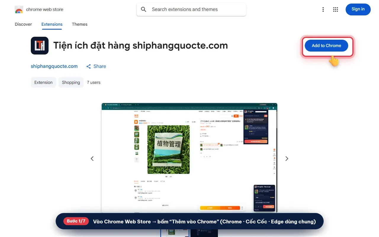 Minh hoạ: Cài tiện ích từ Chrome Web Store